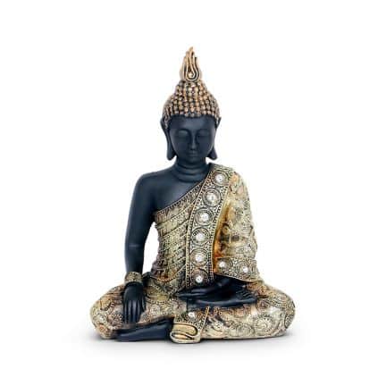 Hometown - Fio Polyresin Sitting Buddha Figurine Gold And Black