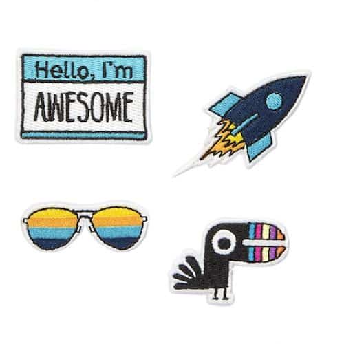 Hello I'm Awesome Iron-on Patches, 4 Pack - Multicolor