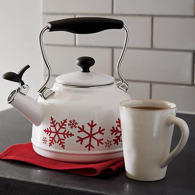 Chantal - Vintage Tea Kettle Red with Snowflakes