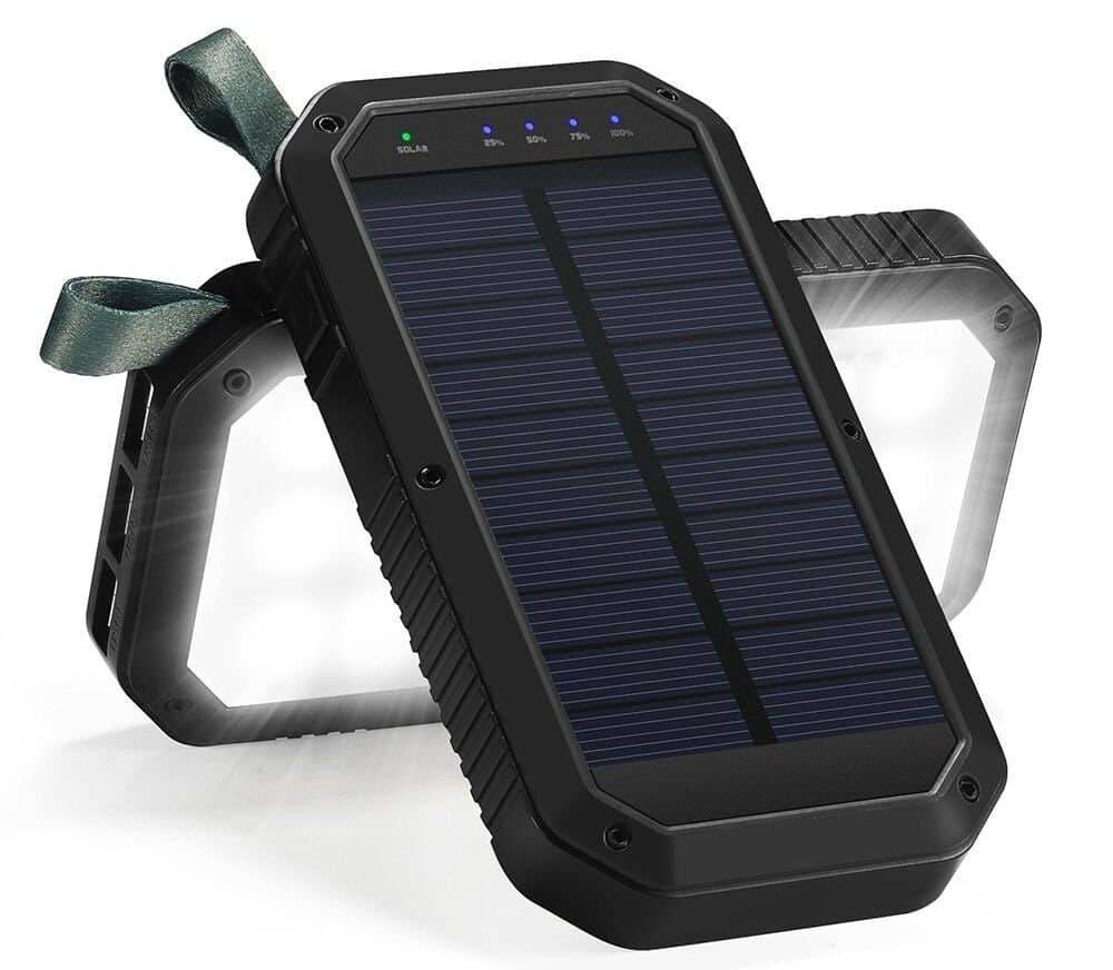 Solar Charger - 8000mAh, 3-Port USB and 21 LED Light Solar Power Bank